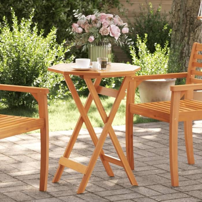 vidaXL Table pliable de jardin Ø60x75 cm bois d'acacia massif table table pliante table de camping table à manger table