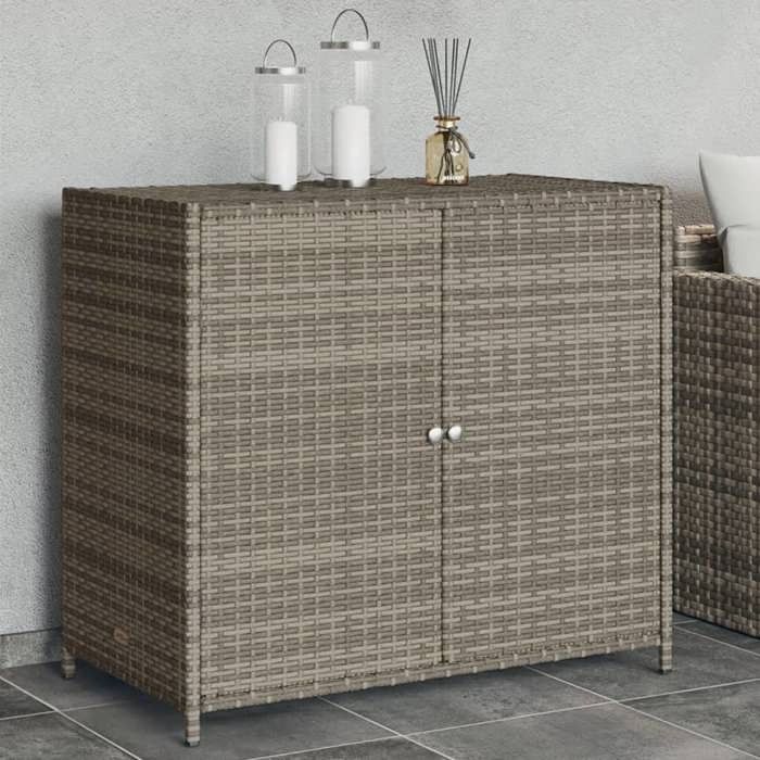 SALE 2025Armoire de rangement de jardin - Coffre de rangement extérieur gris 83x45x76 cm résine tressée 8 8 Kg 9400