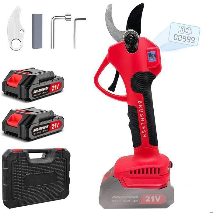 Sécateur électrique Sans Fil 50mm - 2 Batteries 2000mAh, Moteur Sans Balais 800W, Lame SK7, écran LCD | Professionnel Jardinage, Arbres Fruitiers - 4