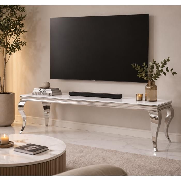 Meuble TV BAROQUE Chrome 160x45x45 cm