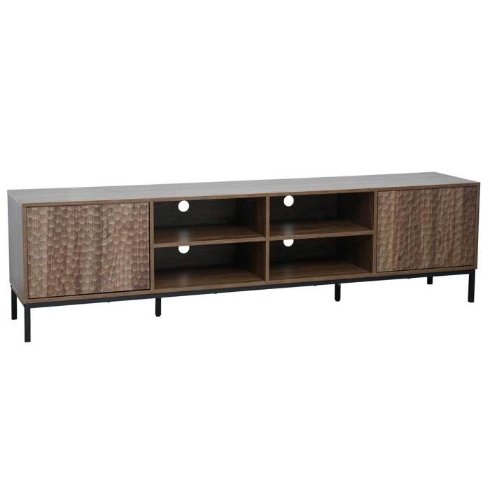 Meuble TV rectangulaire 2 portes L200 cm bois foncé Ketry - Oviala Meuble TV rectangulaire 2 portes L200 cm bois foncé Ketry - Oviala
