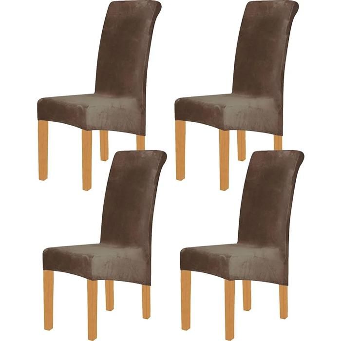 Housses de chaise - YYV - XL - Velours extensible - Lot de 4 - Marron