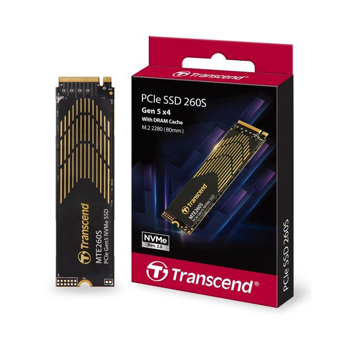 SSD Interne - Transcend - MTE260S - 1To - PCIe NVMe Gen5 x4 - Dissipateur Thermique