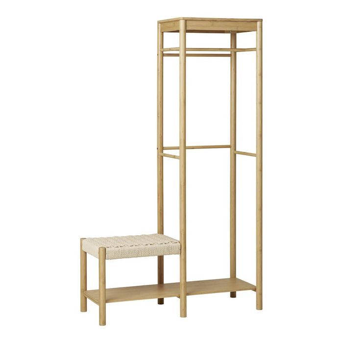 Meuble dentrée Penderie avec Etagères à chaussure et assise en Bambou - WICKER