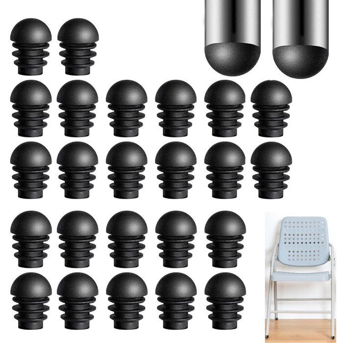 Lot De 24 Embouts Ronds 16mm Pour Chaises – Bouchons PVC Noirs – Protègent Vos Sols