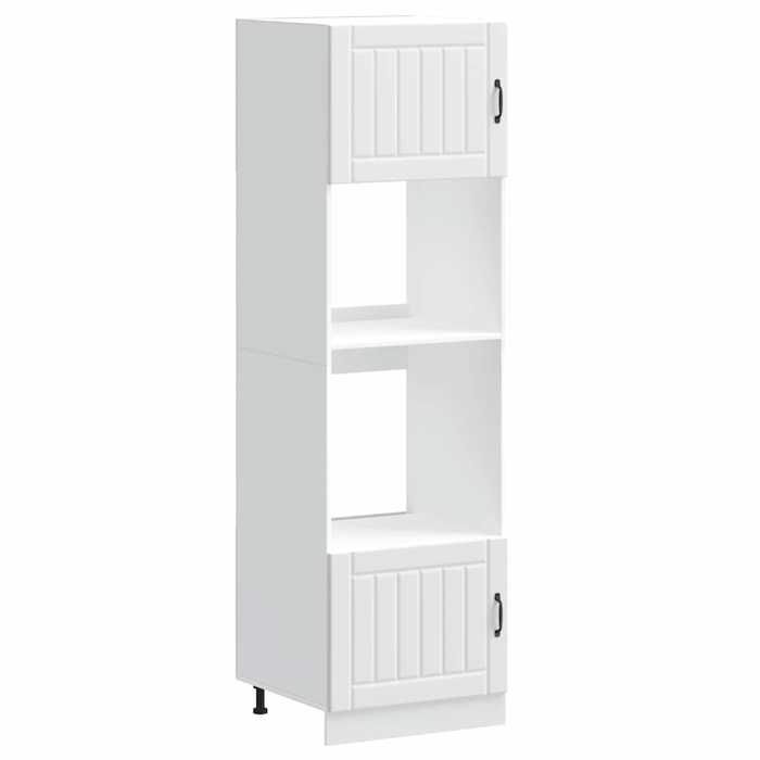 Armoires de four en bois dingénierie - JILL - Blanc - 60x57x207 cm - Pieds réglables - Lot de 2 - Facile à nettoyer
