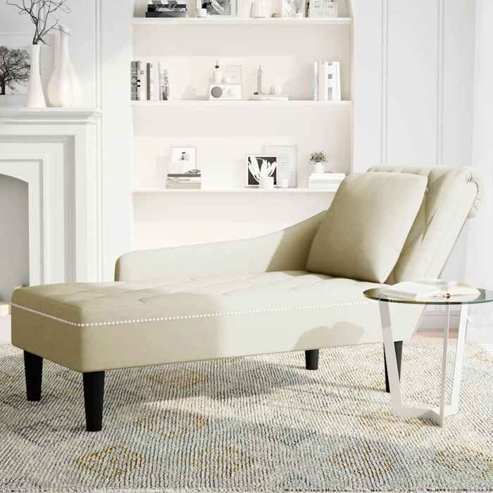 Best2026@velours Fauteuil Relax SHIELDPRO® - Siège maximal: 110 kg - Fauteuil long avec coussin et accoudoir droit crème - pour salo