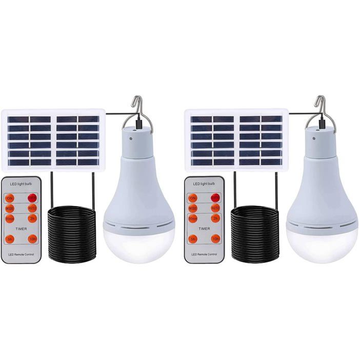 Lampe Solaire Extérieur Portable Rechargeable Éclairage LED Dimmable avec Télécommande pour Jardin Camping Urgence
