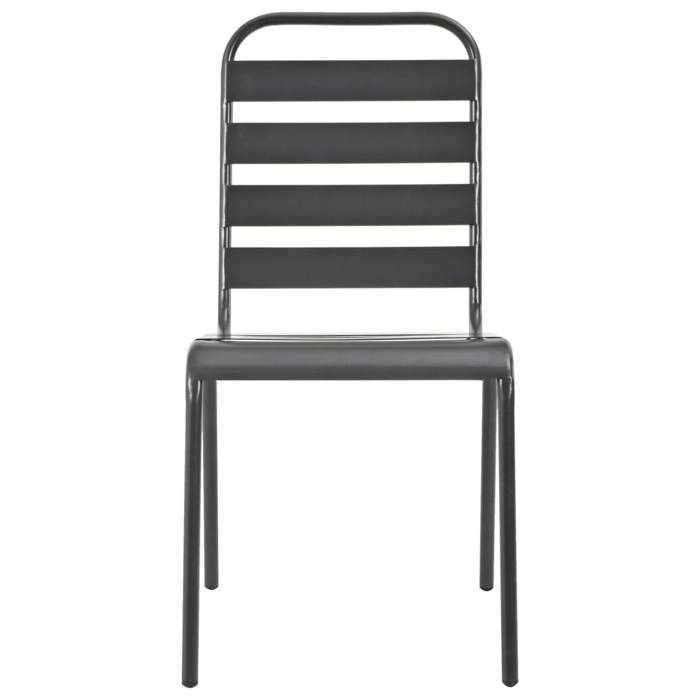 Chaises dextérieur 4 pièces Meuble de jardin protection UV Design à lattes Acier Gris foncé - (42x63x84 cm) fb6Y6Y