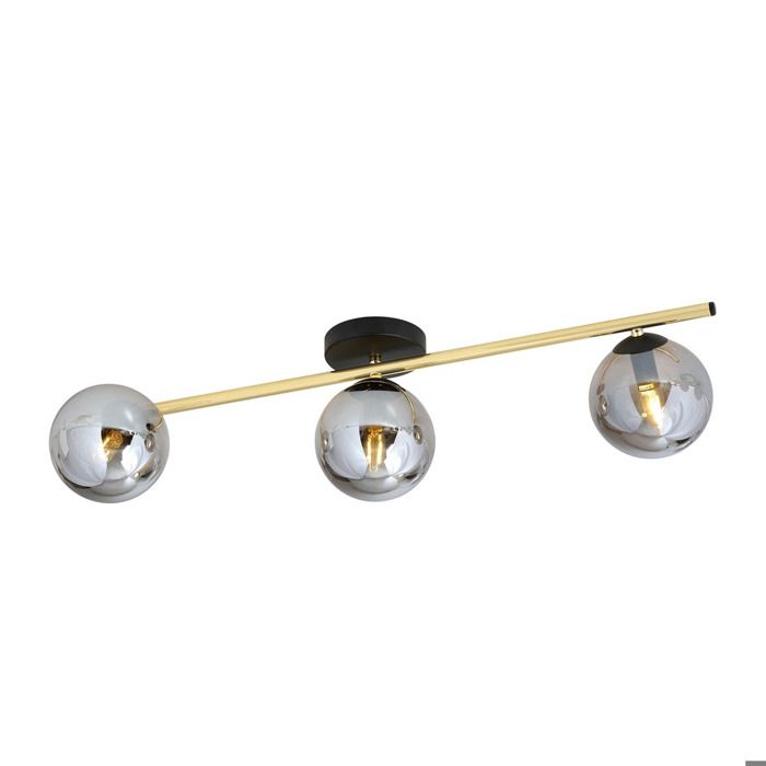 Plafonnier SPLENDI en acier noir et or avec verres graphite - Réf. VK8681847304708