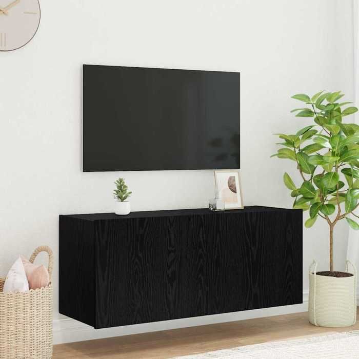 Meuble TV Suspendu(1 pc） moderne Étagère TV Flottante Support de Télévision Chêne noir 100x35x41 cm Bois dingénierie T3087