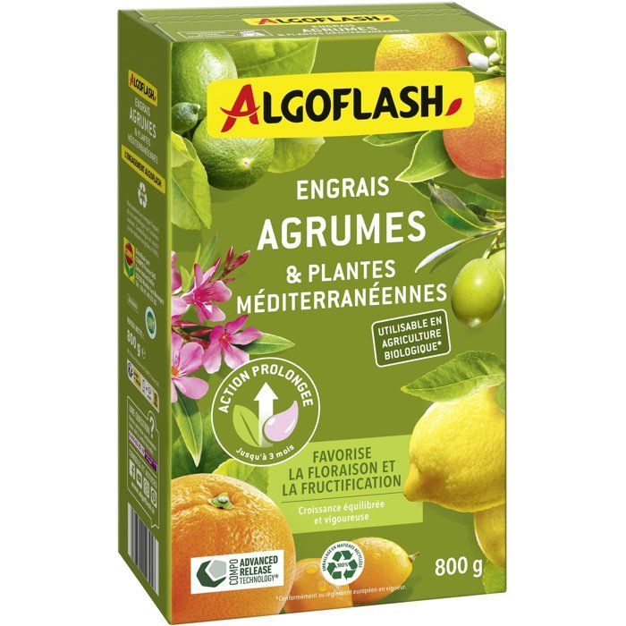 Engrais agrumes ALGOFLASH Agrumes & plantes méditerranéennes 800 g UAB - vue 2