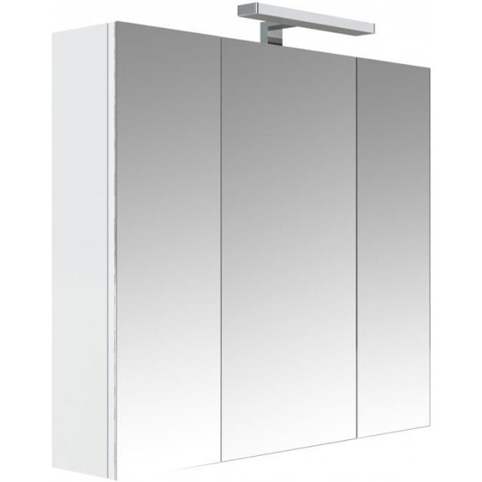 armoire miroir de toilette éclairante 80 cm  juno 3 portes