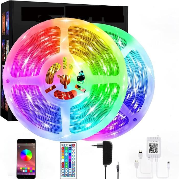 Ruban Led 5M, Bande Led Rgbic Lumineuse Flexible Multicolore Contrôlé