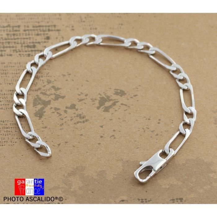 Bracelet Homme En Argent 925, Finition Brune, Style Chaîne Maillée – 19 Cm – Bijou Aurum – Neuf Avec étiquettes