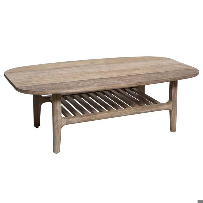 atmosphera table basse banila en bois d acacia avec une etagere 120 x 70 x h 40 cm beige cdiscount maison