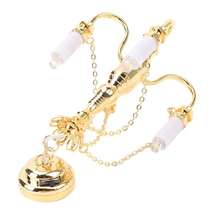 Mini Lampe Plafond Rétro – Accessoire Maison De Poupée – Non Éclairée – Doré – Pour DIY Et Décoration