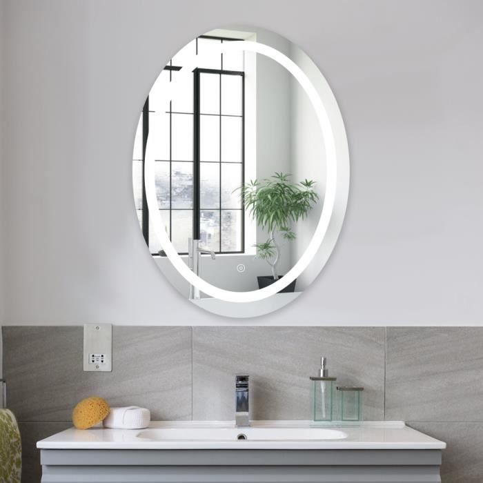 Miroir ovale salle de bain LED couleur OR 50cm - Stellameubles