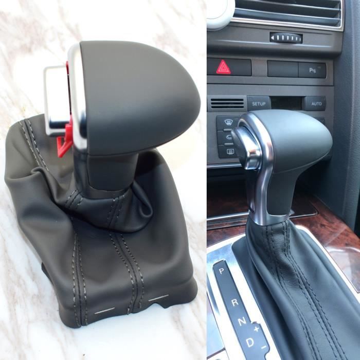 Gris - Pommeau de levier de vitesse chromé en cuir noir, GaClaBoot AT LHD uniquement pour Audi A3, 8P, A4, B8