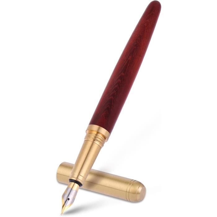 Hongdian 660 Stylo plume en bois noir à pointe extra fine, fait à la
