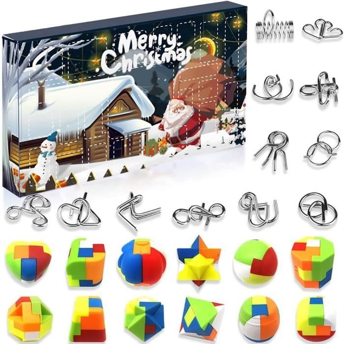 Calendrier De L’Avent 2025 – 24 Casse-tête 3D En Bois Et Métal – Cadeau éducatif Pour Enfants Et Adultes