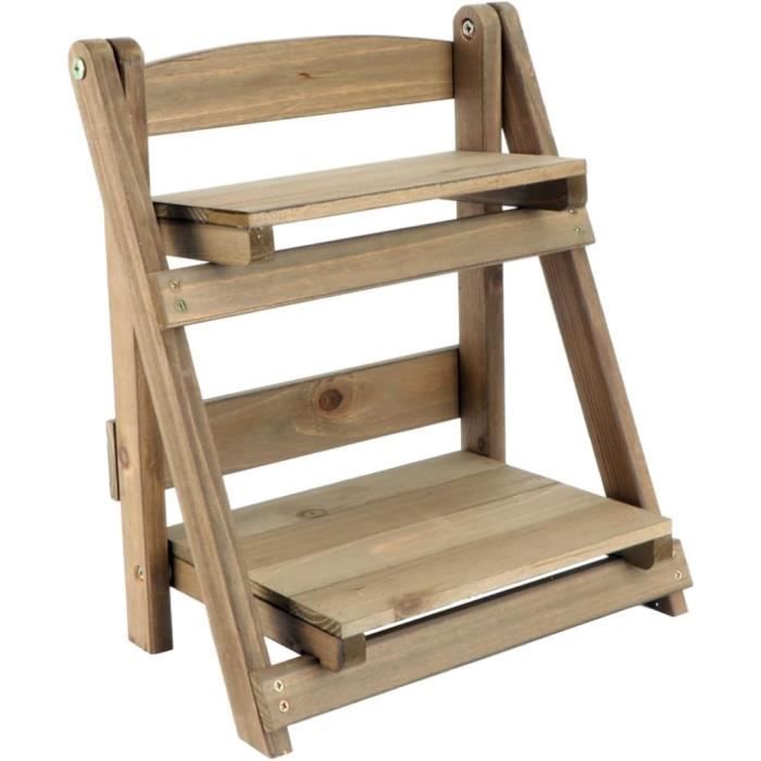 Porte-Valise Pliant Vovala - Bambou, 2 Niveaux, Support 61kg, Pour Chambre D'Amis