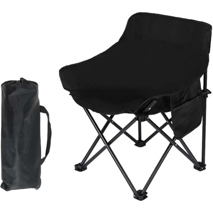Chaise de Camping Pliante Portable antidérapante Chaise de Plage en métal Chaise de dextérieur pour Jardin et Barbecue (Noir)