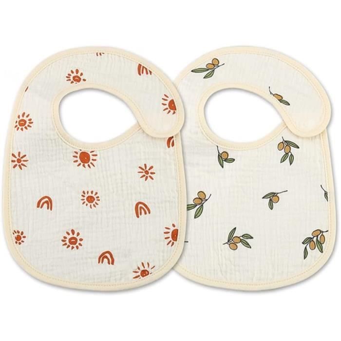 Bavoirs Bébé Absorbants - Lot De 3 Bavoirs En Coton Doux Avec Fermeture Pressions - Motif Licorne - Faciles à Nettoyer