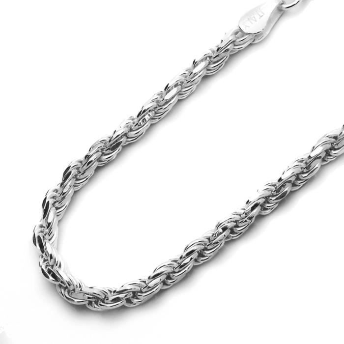 Chaîne De Cou En Argent 925/1000 - Maille Anglaise 44 Cm - 4 Mm - Bijouterie Papillon Bleu - Neuf Avec étiquettes