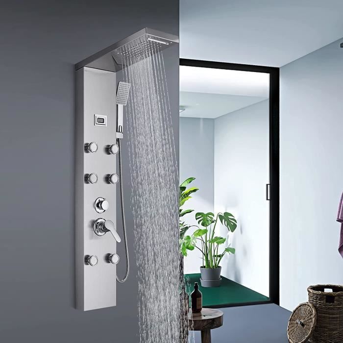 Colonne de Douche Hydromassante en Acier Inoxydable avec 6 Grandes