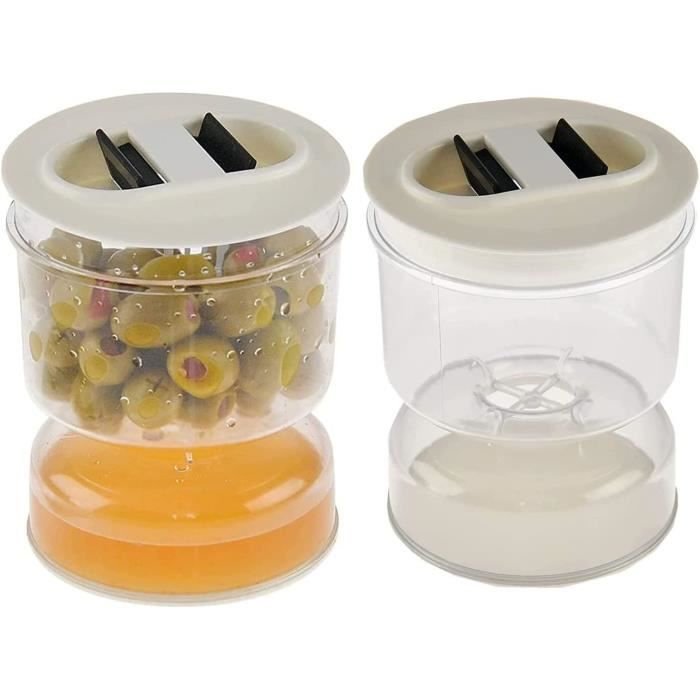 Bocal à cornichons avec passoire, bocal à cornichons et olives avec