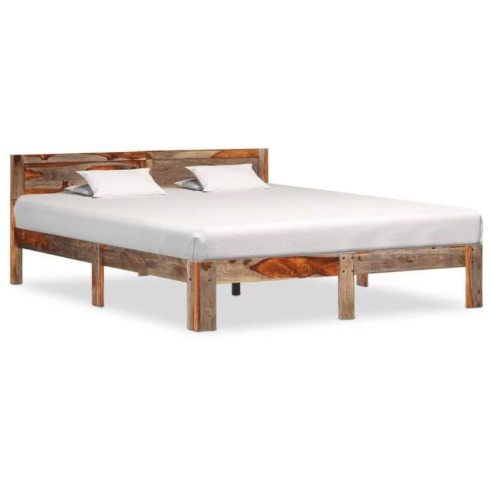cadre de lit en bois massif 180x200 cm - pop - market - marron - haut de gamme®ppyrwb®