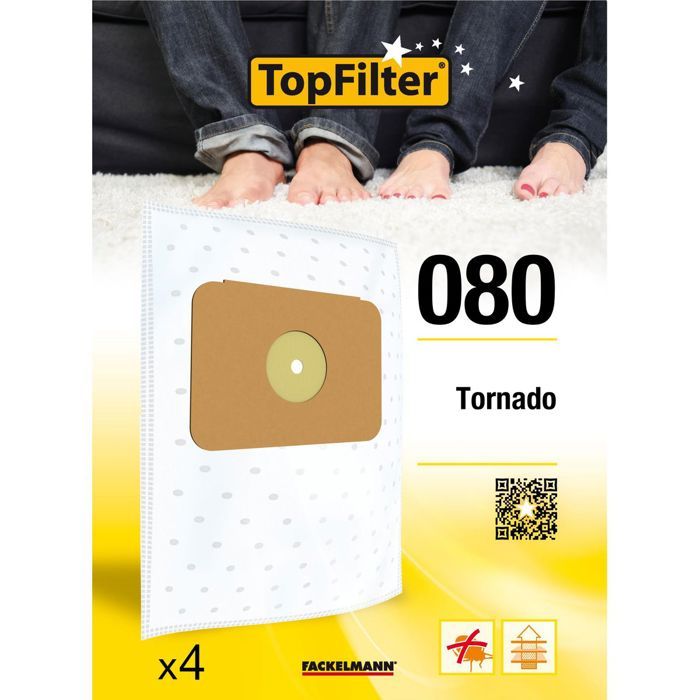 Sacs aspirateur - TopFilter - Tornado - Lot de 4 - Filtration haute capacité - Fabrication française - Top Filter