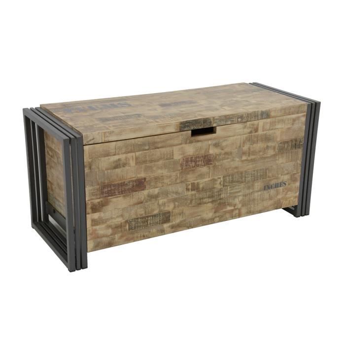 Industriel Coffre Wolof Recycle Blanchi Finition Hevea