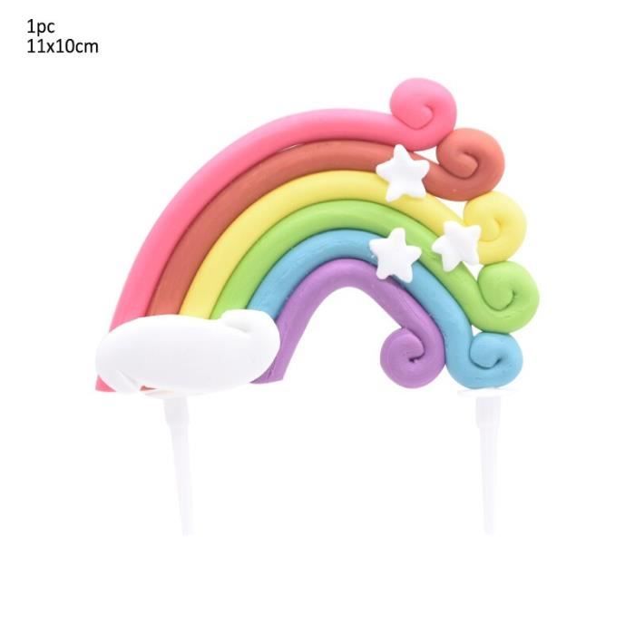 Licorne Decoration De Gateau Dessin Anime Gateau Decoration Nuage Ballon Gateau Drapeaux Pour Rainbow Cake Topper In Cdiscount Maison