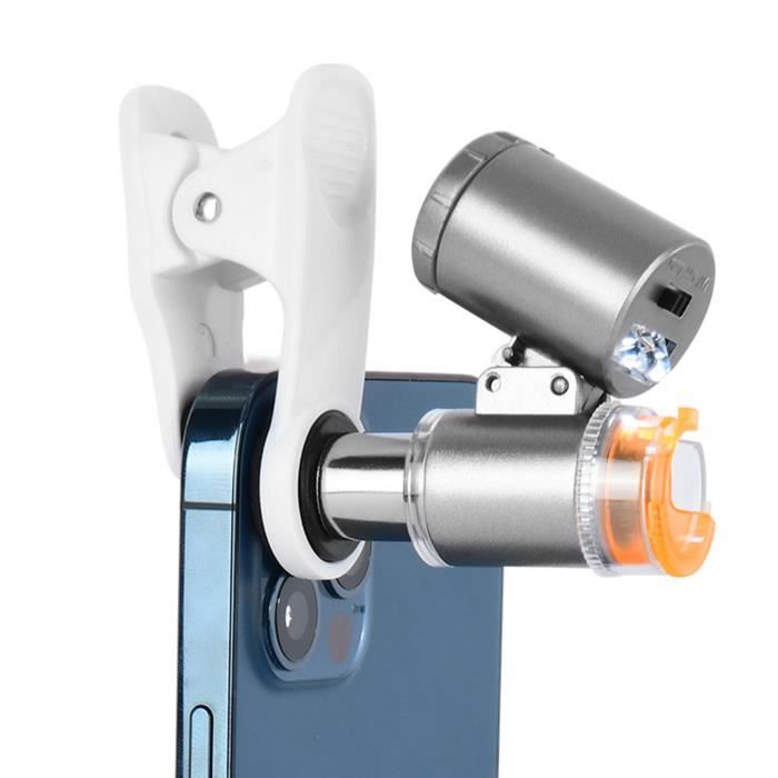 Microscope Pour Téléphone 60X Avec LED Et UV - Loupe De Poche Pour Inspection Billets, Bijoux, électronique