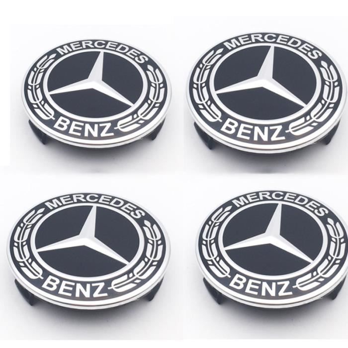 4 pièces Cache Moyeux Compatible with Mercedes Benz 75mm Cache de Roue Centrale ABS Accessoires de Voiture,A Type