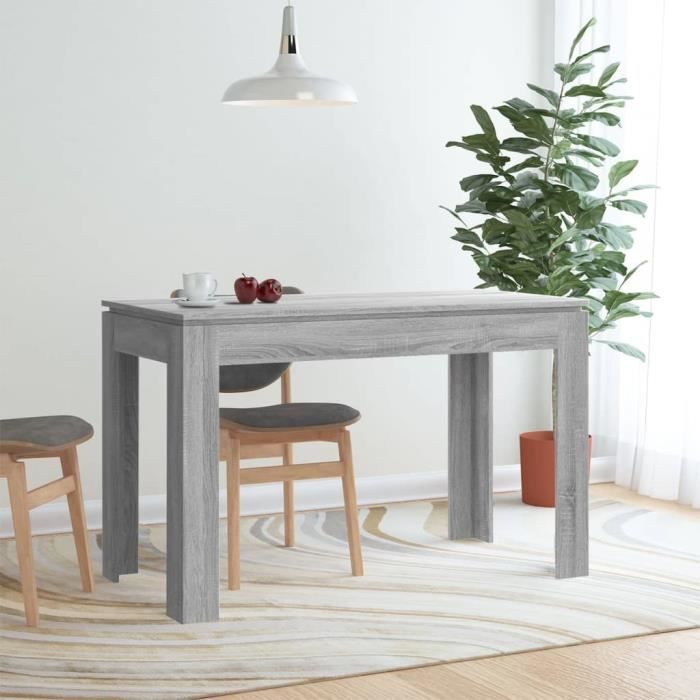 (92237) table à dîner sonoma gris 120x60x76cm bois d'ingénierie - table salon,cuisine contemporain poids 23.7