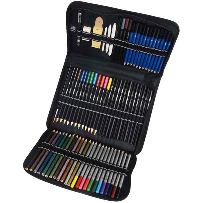 CRAYON DE COULEUR S 72PCS Crayon de Couleur Kit de Dessin, Crayons