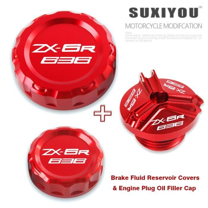 Bouchon,Couvercle de réservoir de liquide de frein et bouchon de remplissage  d'huile, accessoires pour Kawasaki - Red-ZX6R636 - Cdiscount Auto