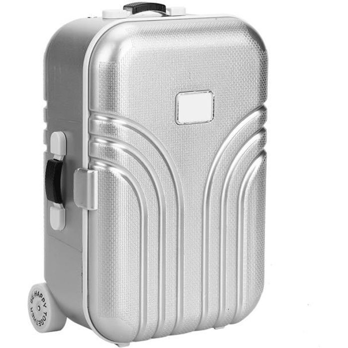 Valise b?�b?� jouet mignon ?� roulettes en plastique - ZJCHAO - Mini bagage - Gris - Argent - 15,5 