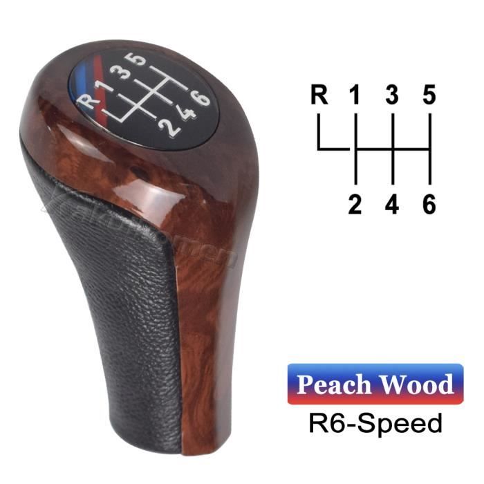 Bois de pêche à 6 vitesses - Pommeau de levier de vitesse en cuir pour BMW E46 E90 E92 E39 X1 M Logo