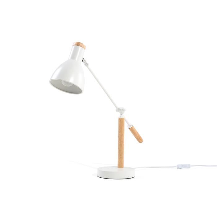 Beliani - Lampe de bureau blanc en bois et en métal PECKOS