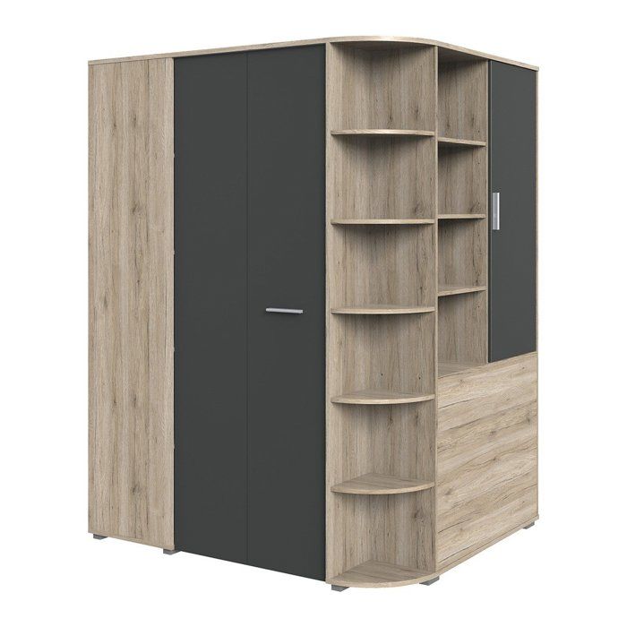 Armoire d'angle avec porte pliable L124 cm 124 cm X 148 cm X 199 cm