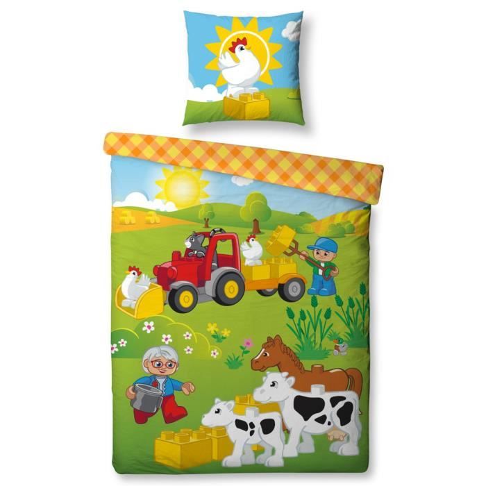 40 x 60 cm Parure de lit réversible Lego Duplo 100 x 135 cm coton ferme 