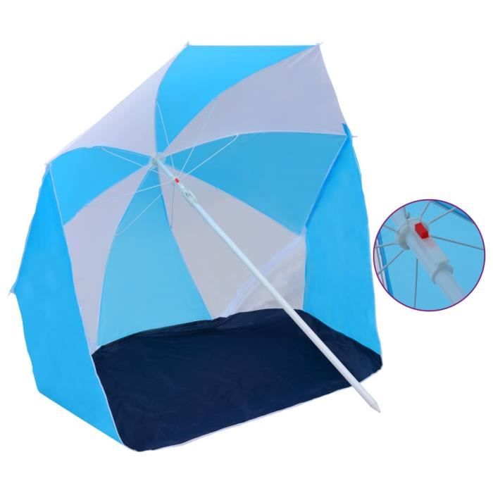 MOH- Parasol de plage Bleu et blanc 180 cm Tissu