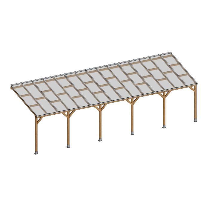 Pergola bois avec toit 3x9,2m - CHALET & JARDIN - En pin traité autoclave - Marron