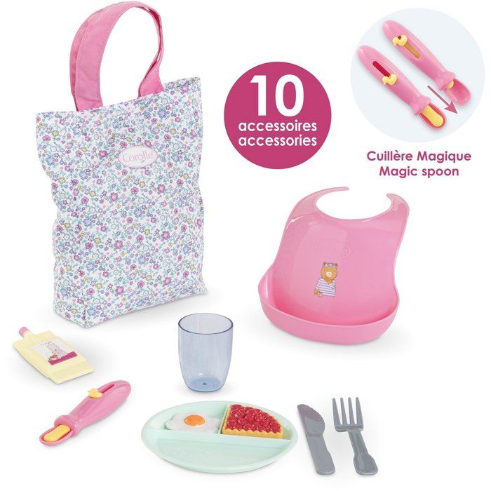 Grand coffret repas - COROLLE - Floral - Pour poupon 36/42 cm - Dès 24 mois