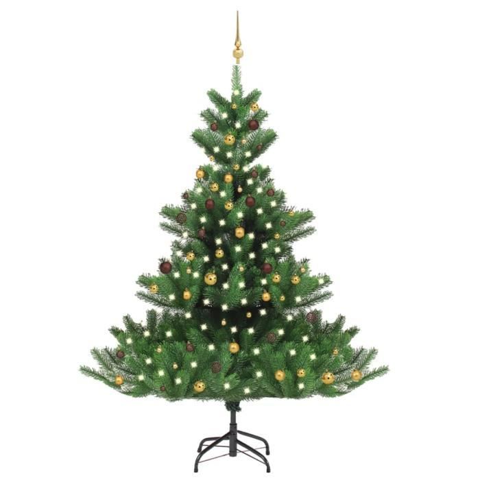 Sapin de Noël artificiel Nordmann avec LED et boules Vert 240cm - 37338 - Cdiscount Maison