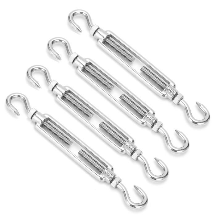 4 Pièces Tendeur Cable M8 Inox 304 - Crochet Ridoir Réglable Pour Câble Acier Et Corde